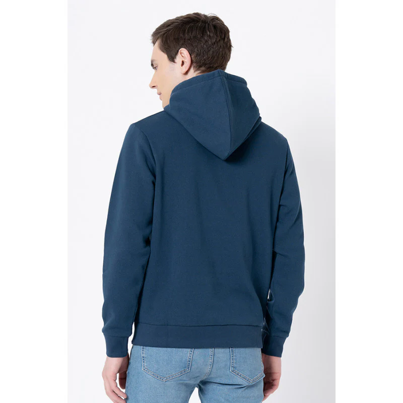 Men's Deep Blue Graphic Print Hoodie - Image 3