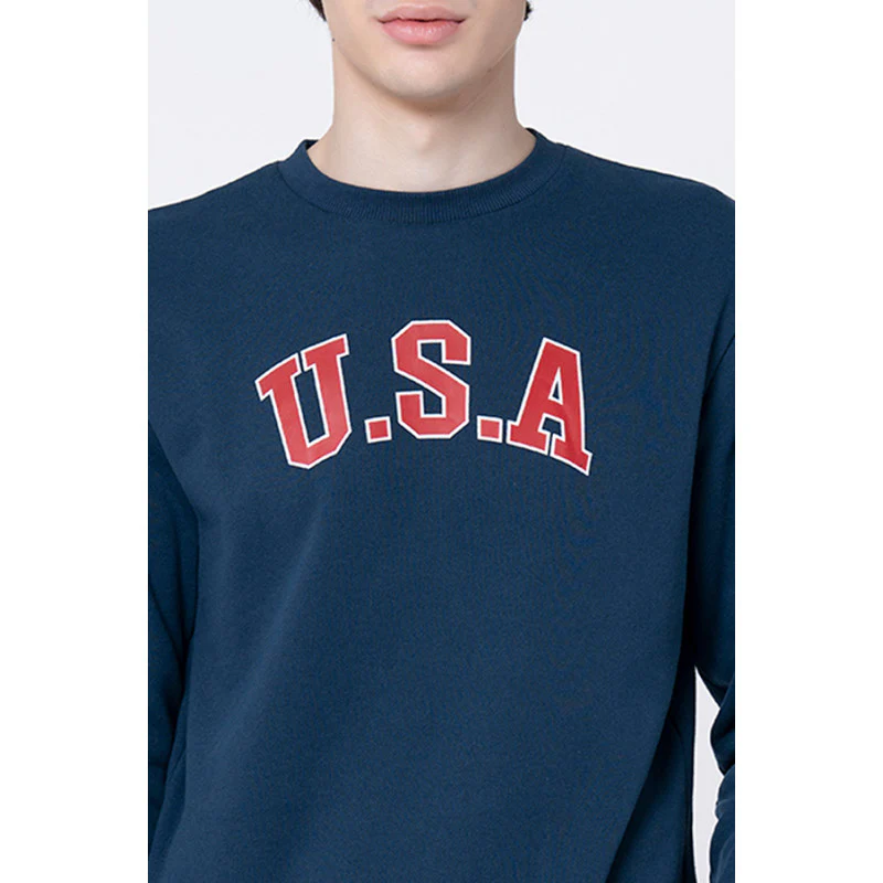 Men's Deep Blue Printed Sweatshirt - Image 4