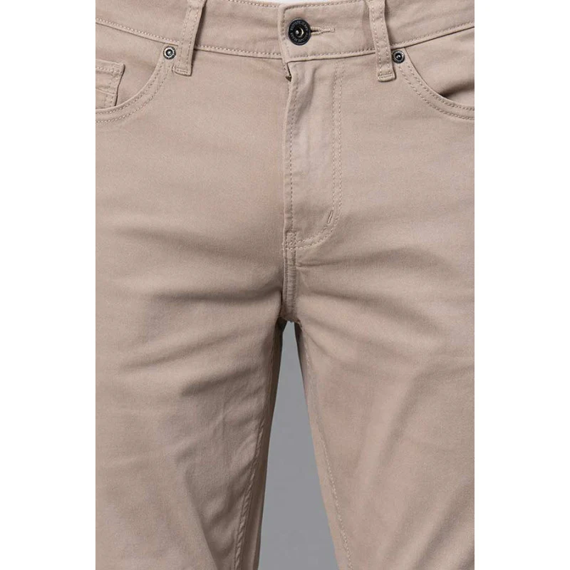 Men's Ecru Solid Washed Cotton Spandex Skinny Jeans - Image 4