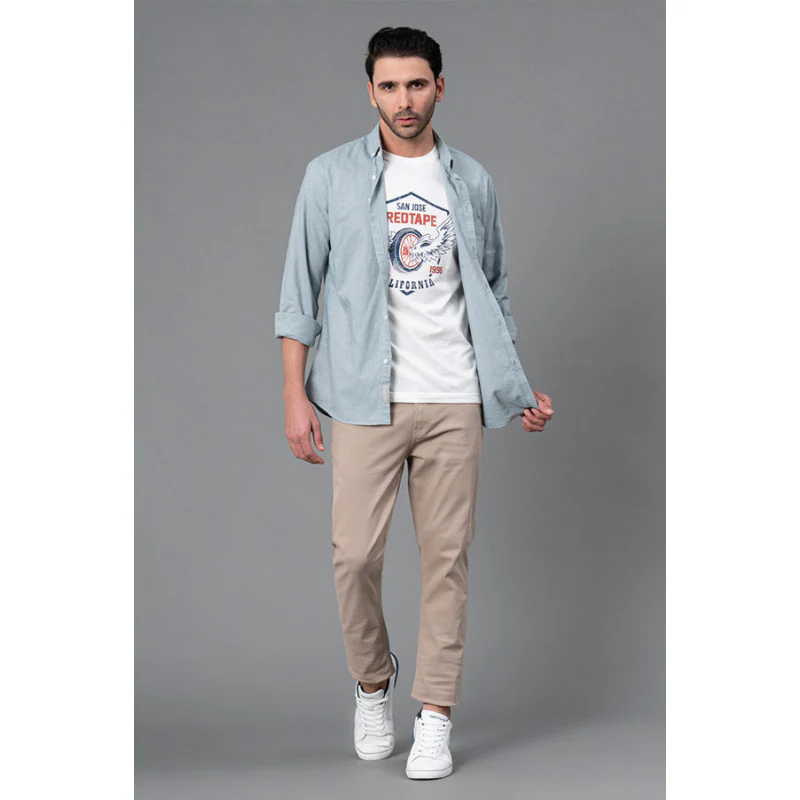 Men's Ecru Solid Washed Cotton Spandex Skinny Jeans - Image 5