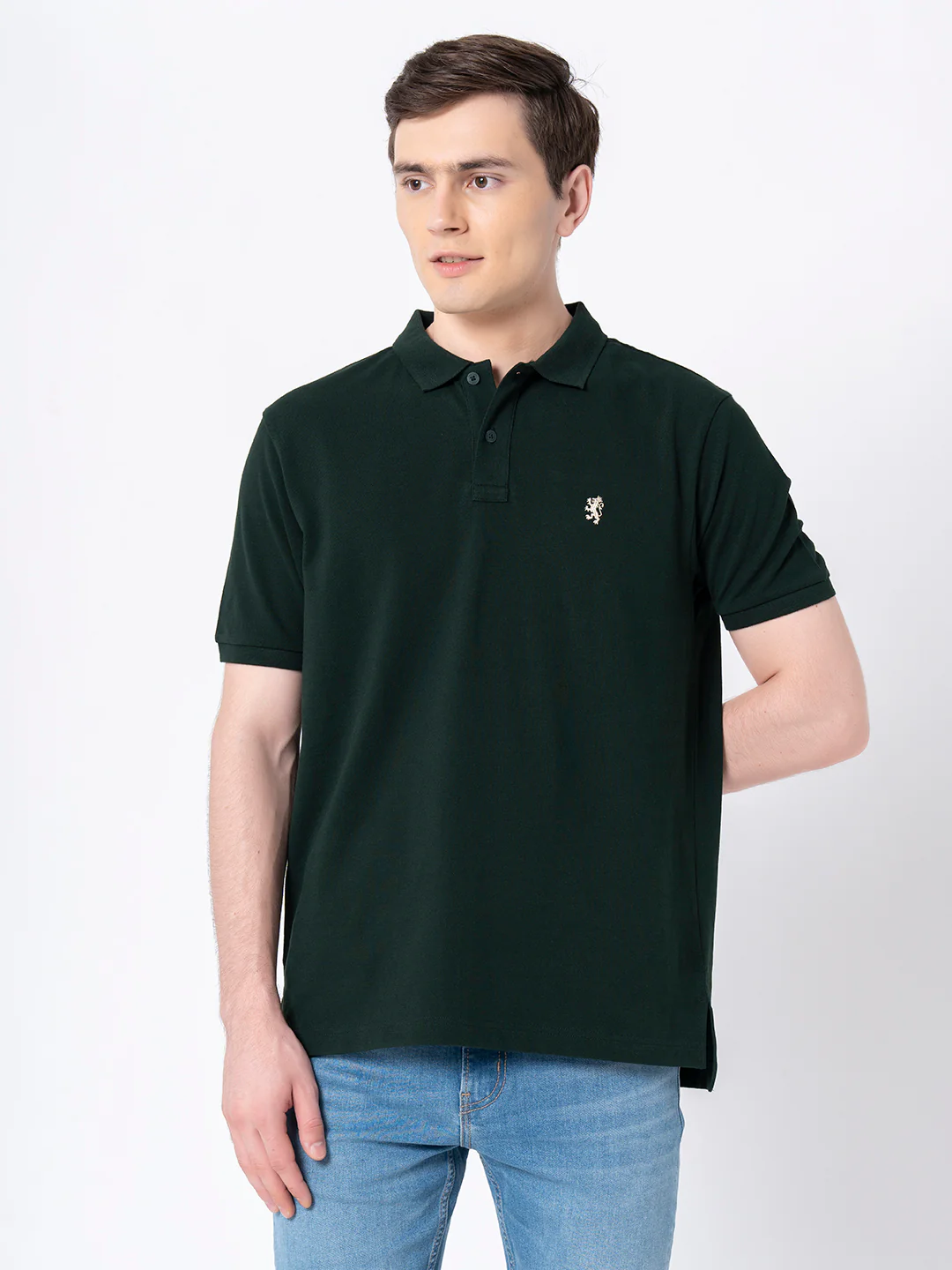 Men's Forest Green Solid T-Shirt - Image 2