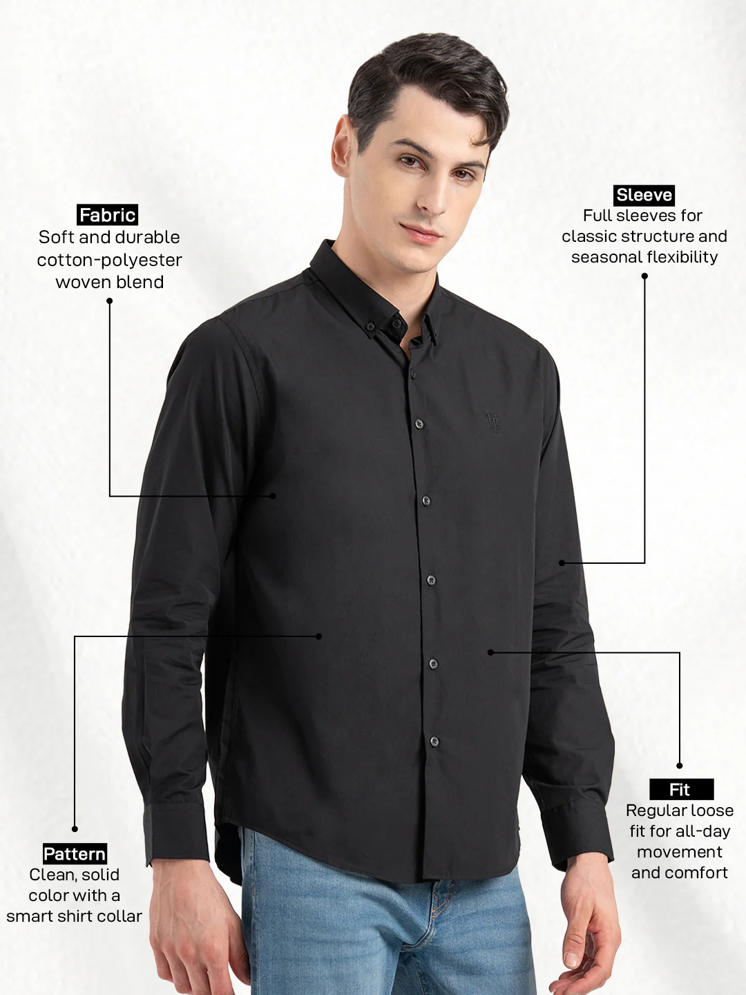 Mens Full Sleeve Solid Shirt - Image 2