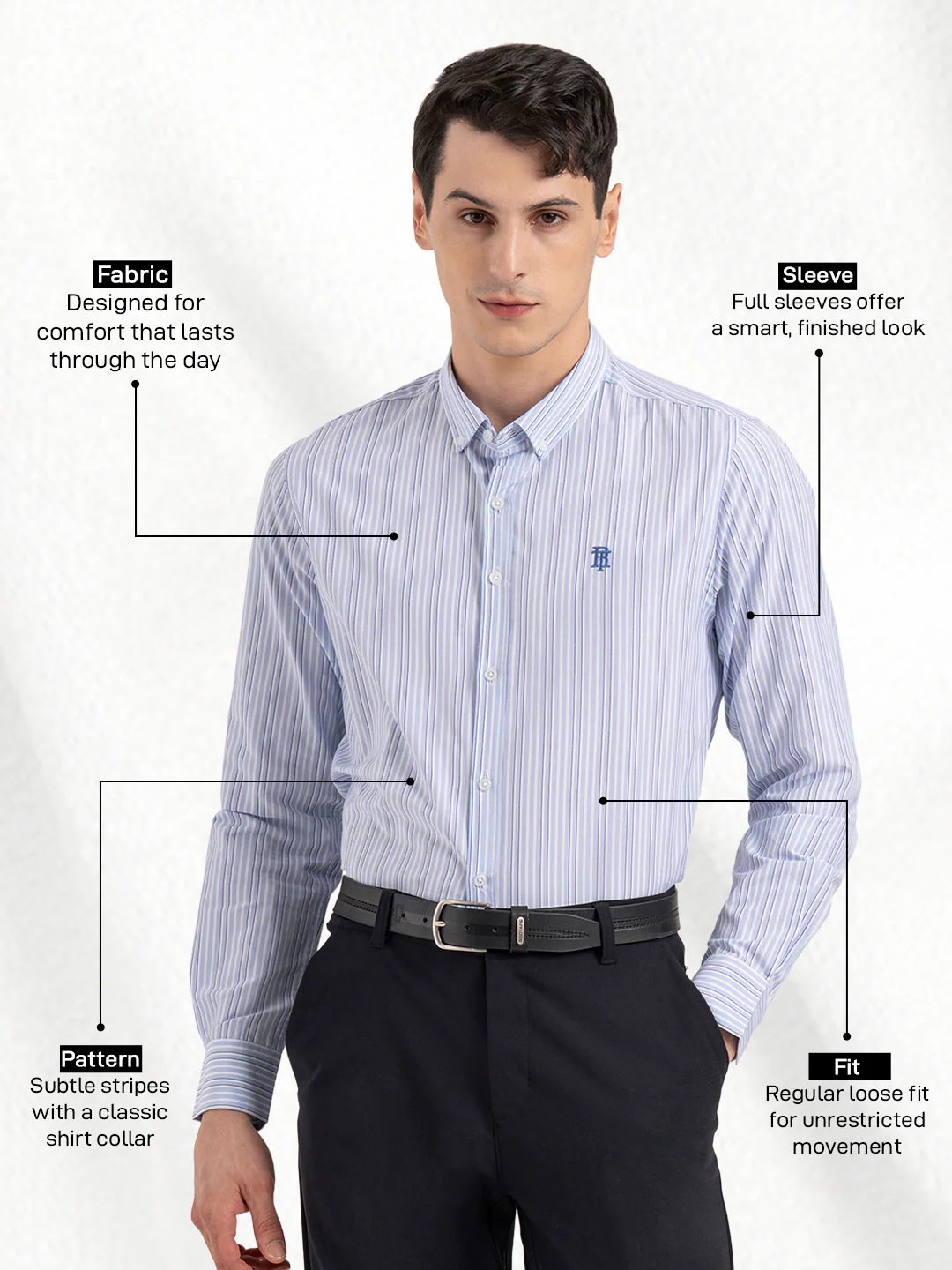 Mens Full Sleeve Striped Shirt - Image 2