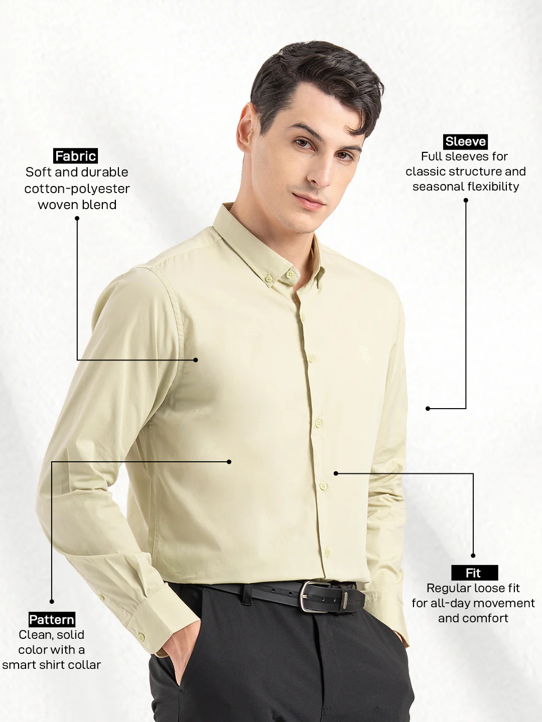 Mens Full Sleeve Solid Shirt - Image 2