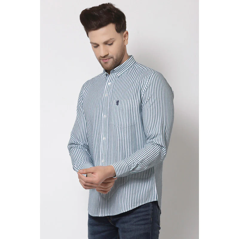 Men's Green Stripe Shirt - Image 2