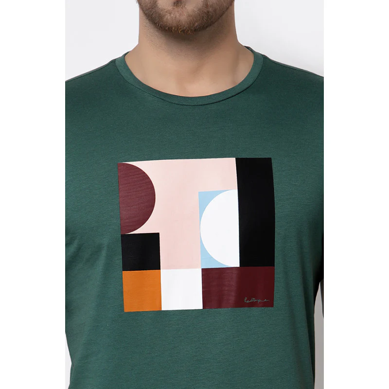 Men Green Printed T-Shirt - Image 5