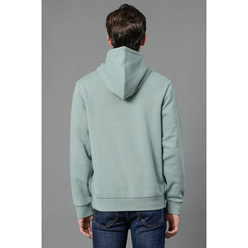 Men's Green Melange Graphic Print Hoodie - Image 3