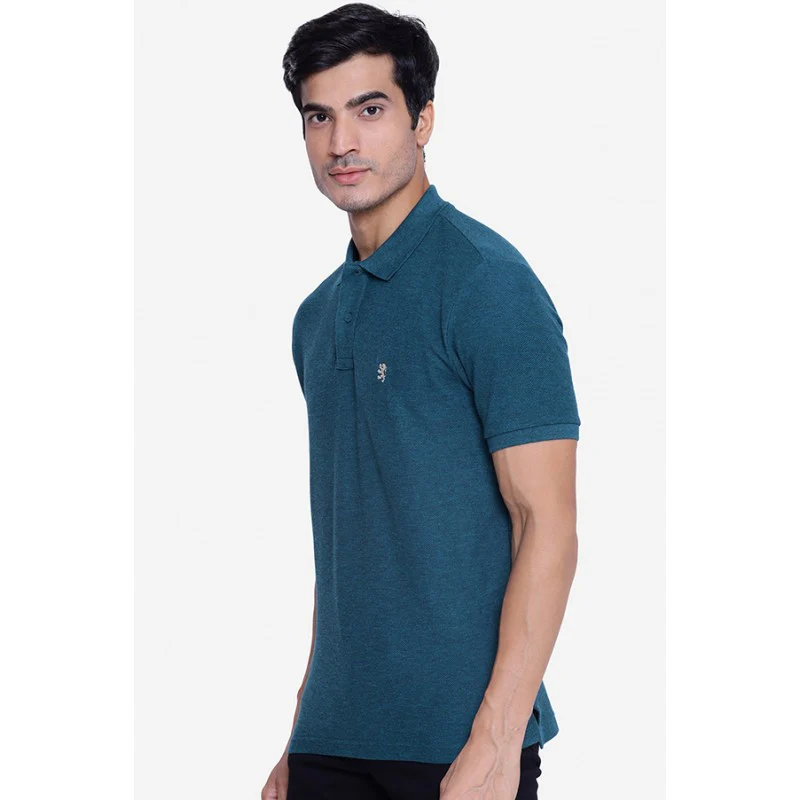 Men's Green Melange Half Sleeve T-Shirt - Image 3