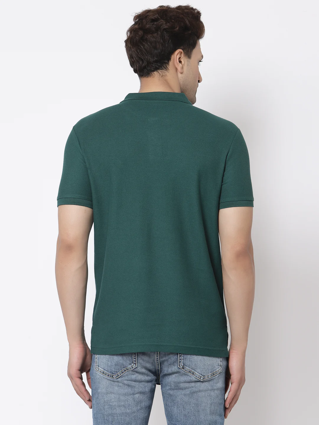 Men Green Polo Neck T-Shirt - Image 3
