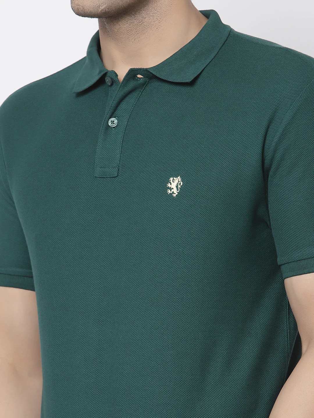 Men Green Polo Neck T-Shirt - Image 4