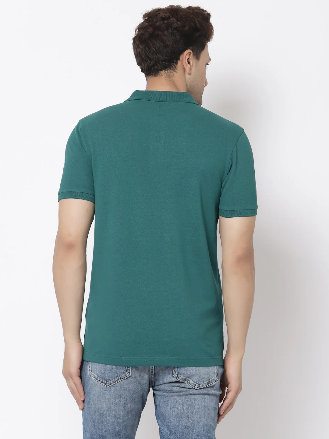 Men Green Polo Neck T-Shirt - Image 3