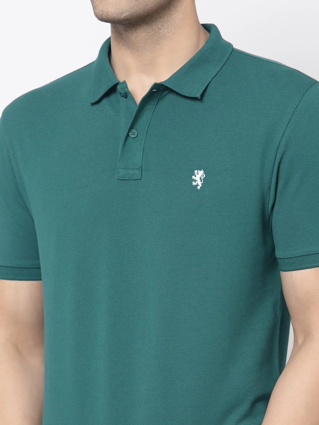 Men Green Polo Neck T-Shirt - Image 4