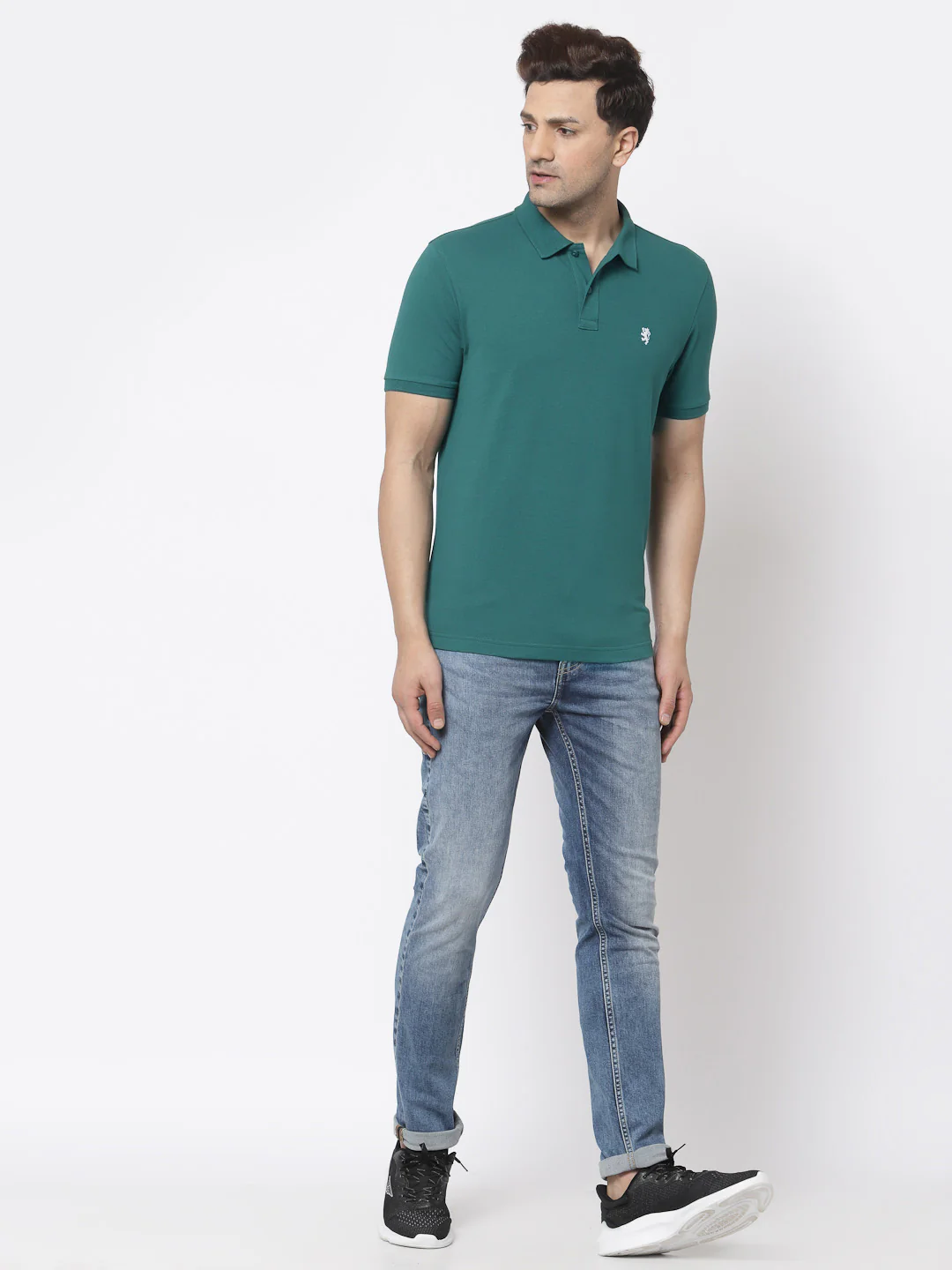 Men Green Polo Neck T-Shirt - Image 5
