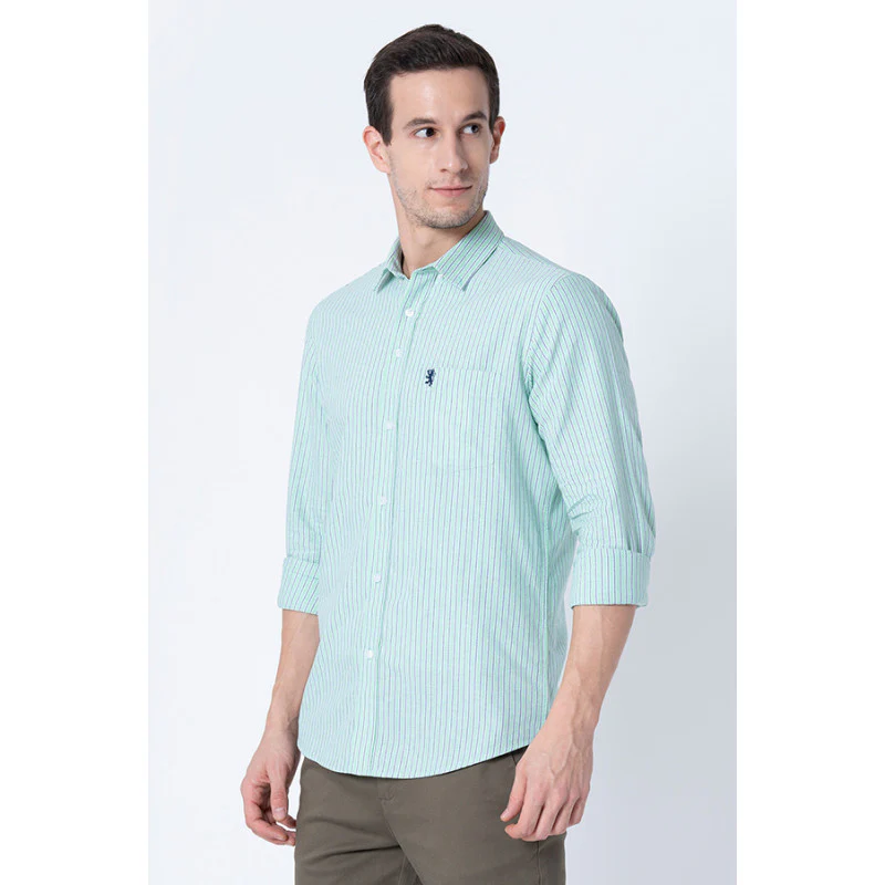 Men Green Striped Shirts - Image 2