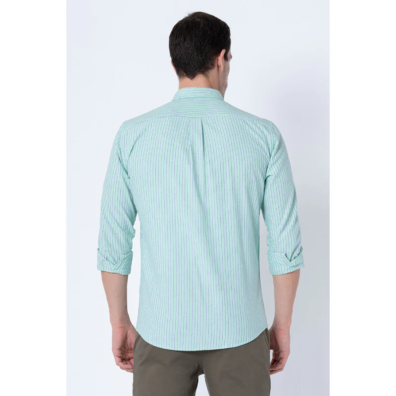 Men Green Striped Shirts - Image 3