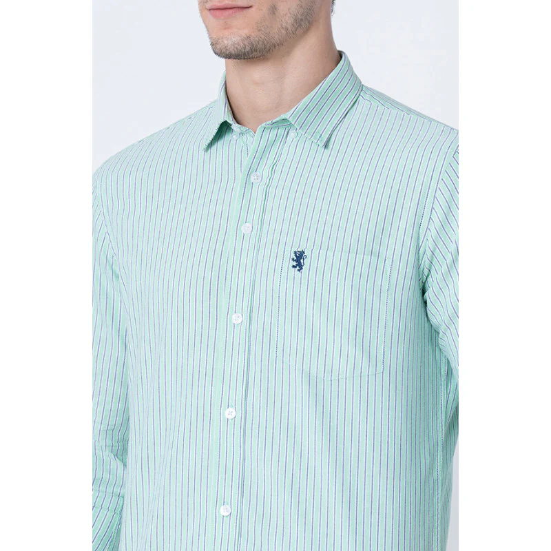 Men Green Striped Shirts - Image 4