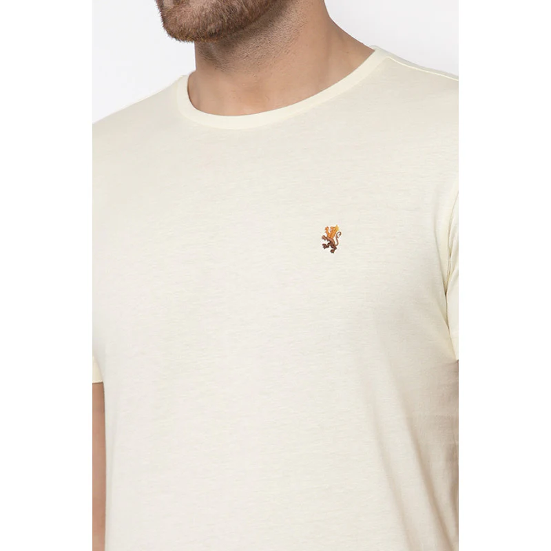 Men Ivory Solid T-Shirt - Image 3