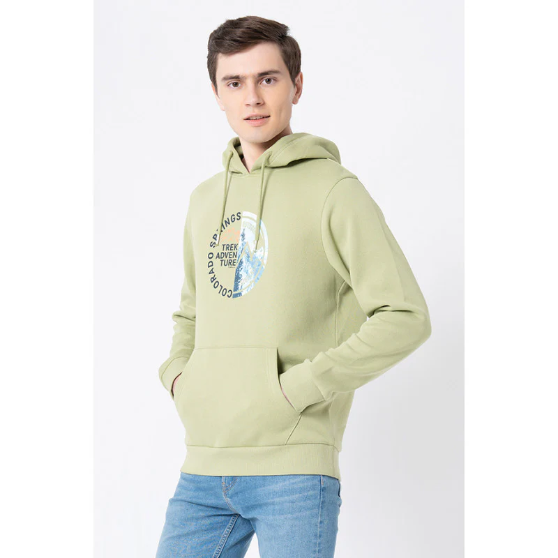 Men's Leaf Green Graphic Print Hoodie - Image 2