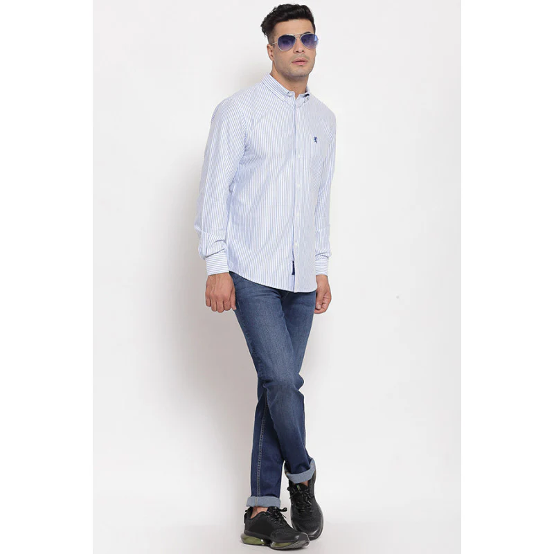 Men's Light Blue Full Sleeves Casual Shirt - Image 4