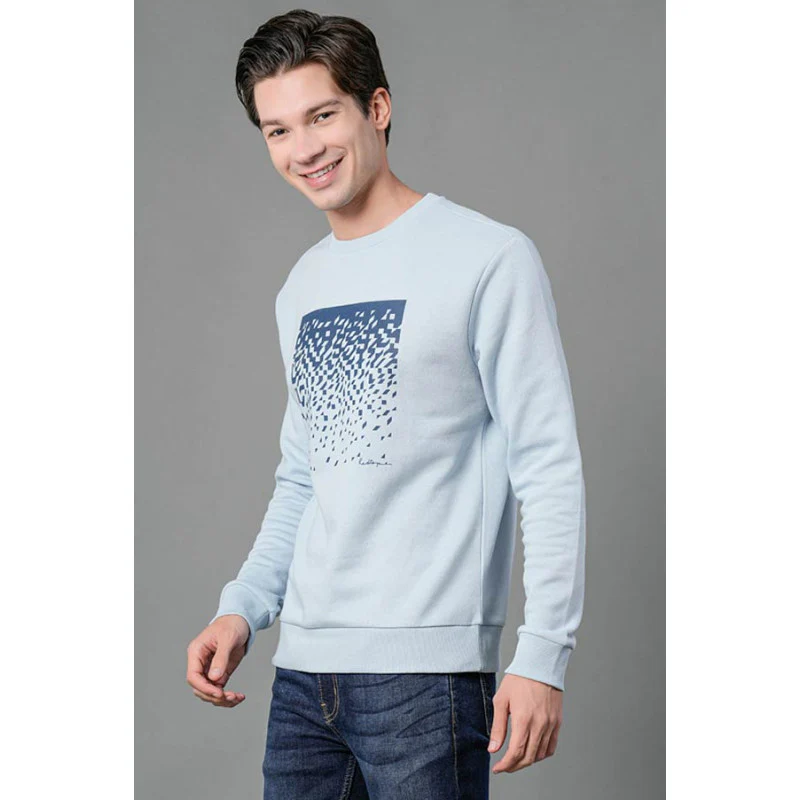 Men's Light Blue Graphic Print Sweatshirt - Image 2