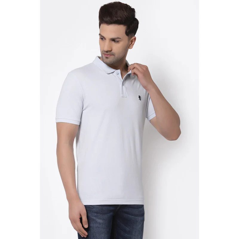 Men Light Blue Polo Neck T-Shirt - Image 2