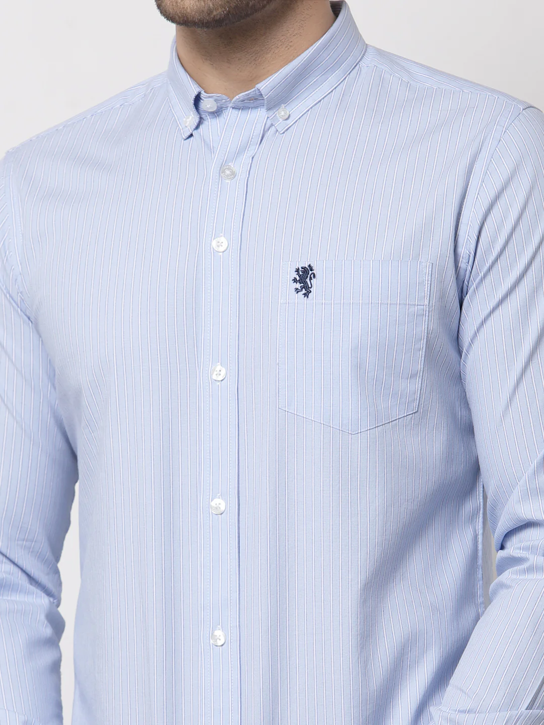 Men's Light Blue Striped Shirt - Image 4