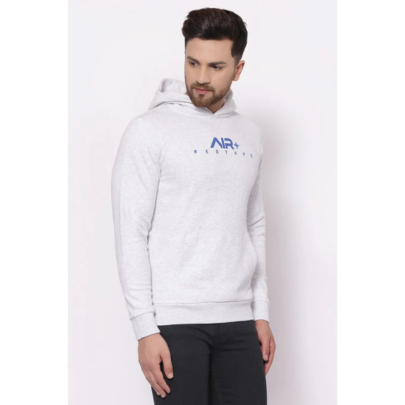 Men's Light Grey Melange Hoodies - Image 2