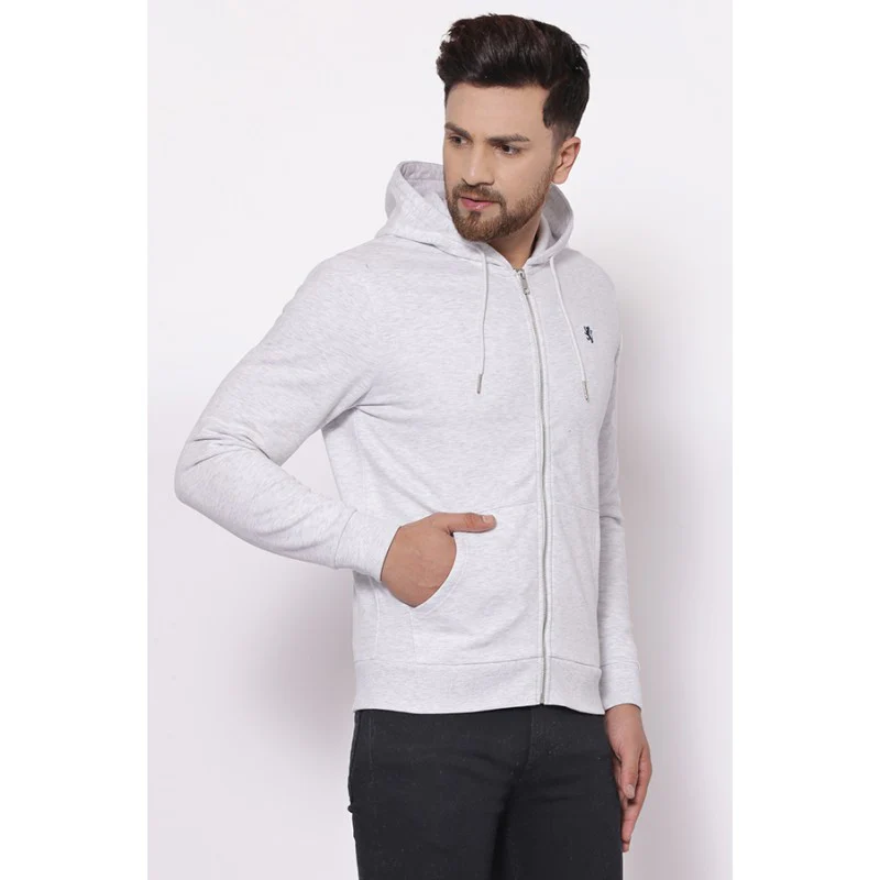 Men's Light Grey Melange Hoodies - Image 3