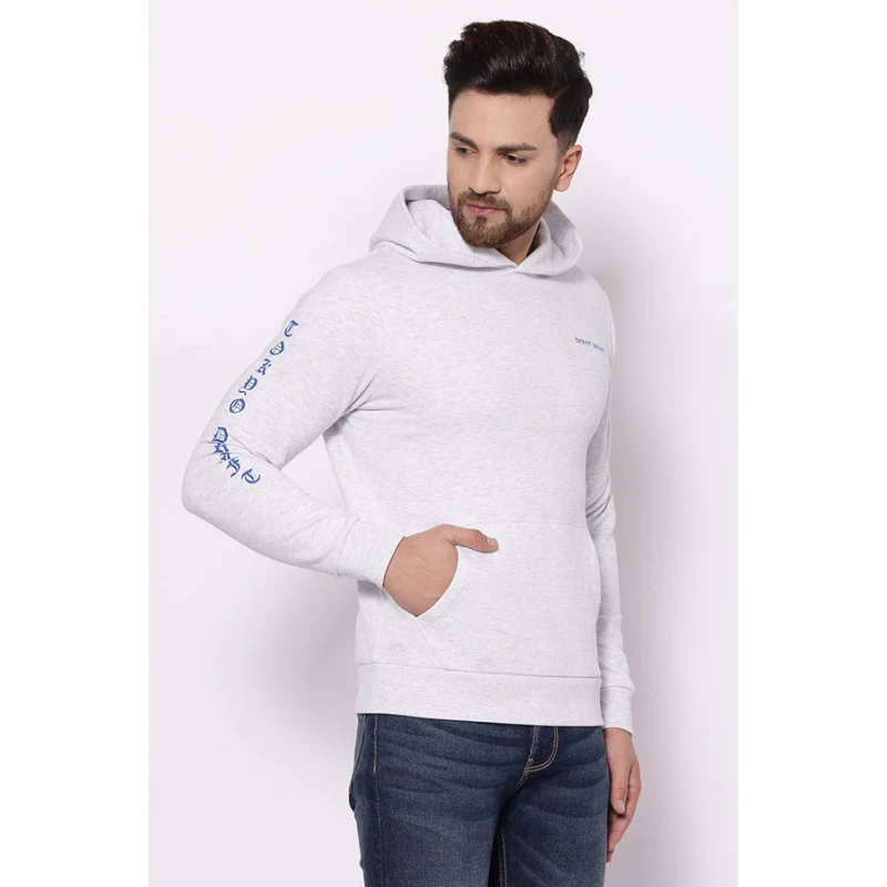 Men's Light Grey Melange Hoodies - Image 2