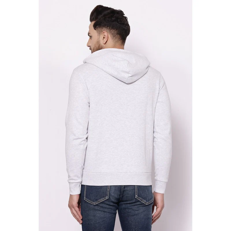 Men's Light Grey Melange Hoodies - Image 3