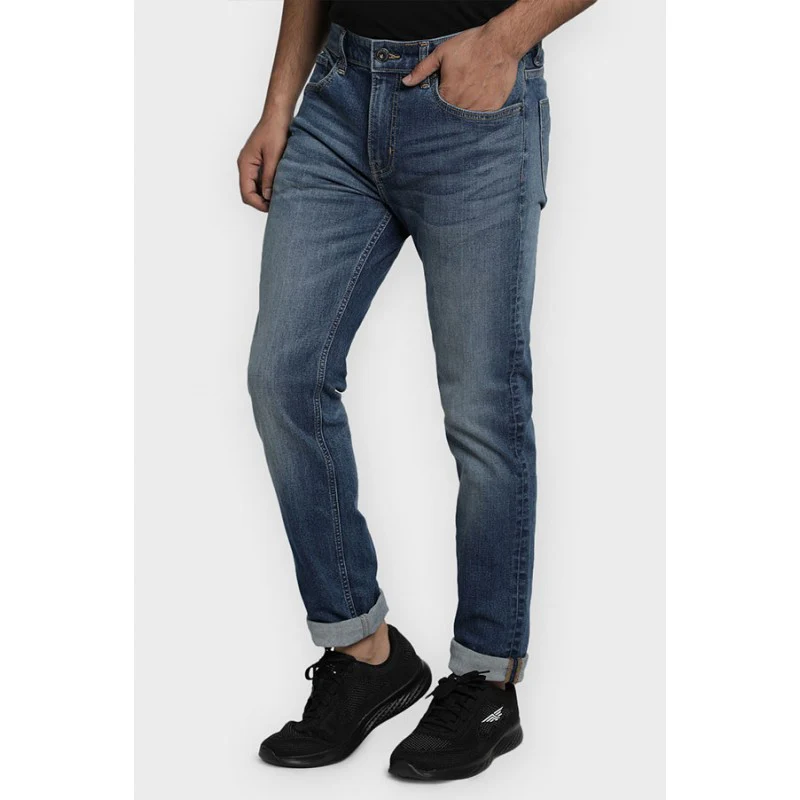 Men's Light Indigo Cotton Elastane Skinny Fit Jeans - Image 2