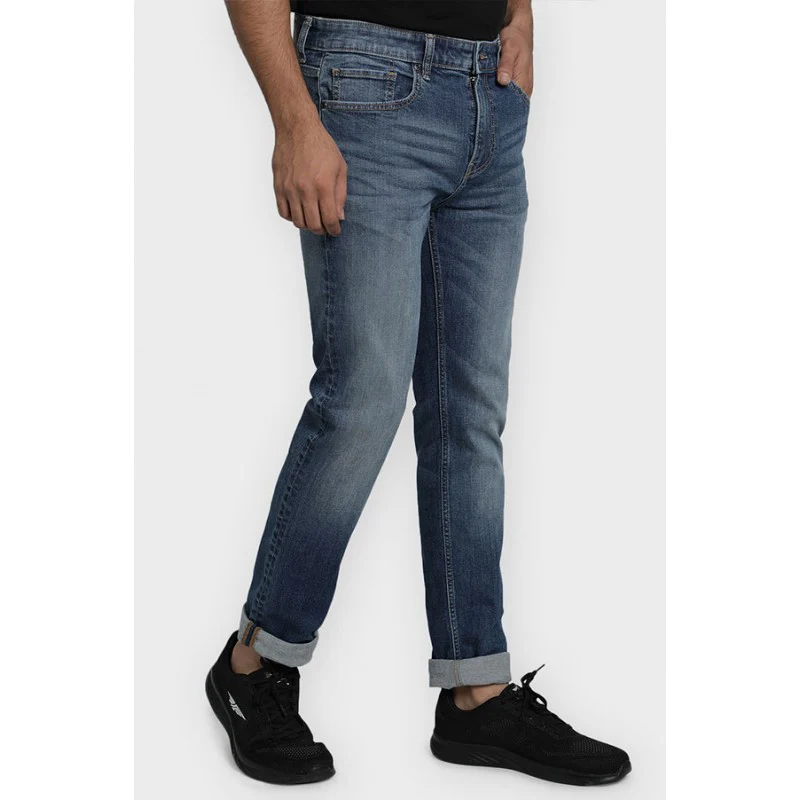 Men's Light Indigo Cotton Elastane Skinny Fit Jeans - Image 3