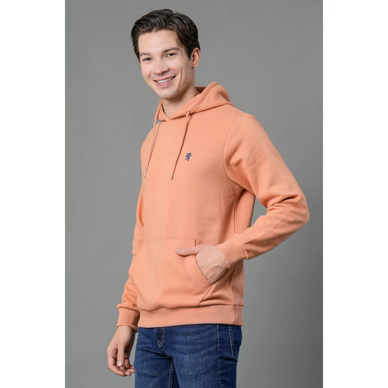 Men's Light Orange Solid Hoodie - Image 2
