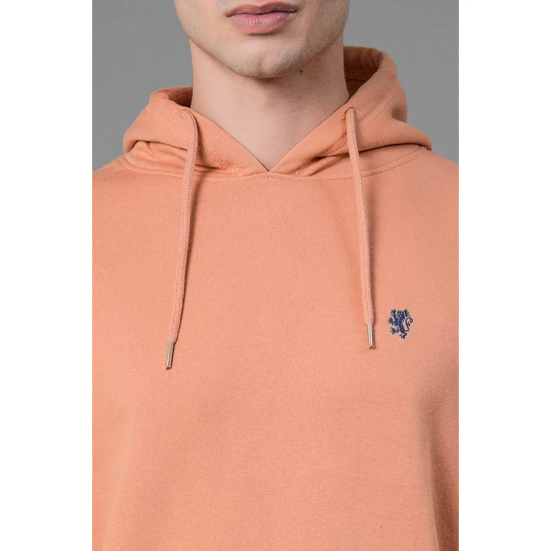 Men's Light Orange Solid Hoodie - Image 4