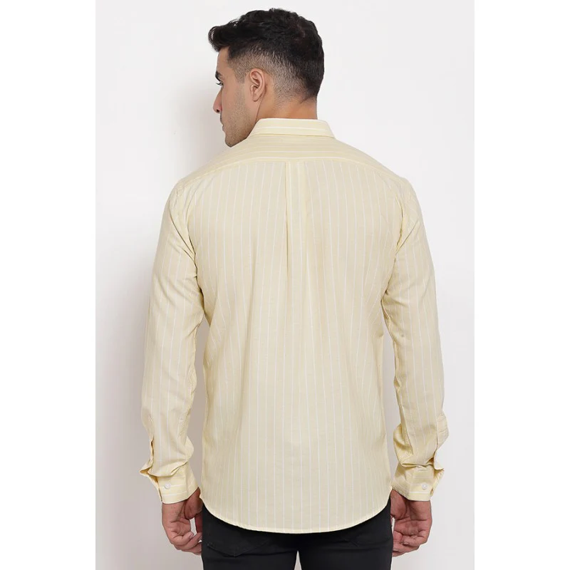 Men's Light Yellow Full Sleeves Casual Shirt - Image 2
