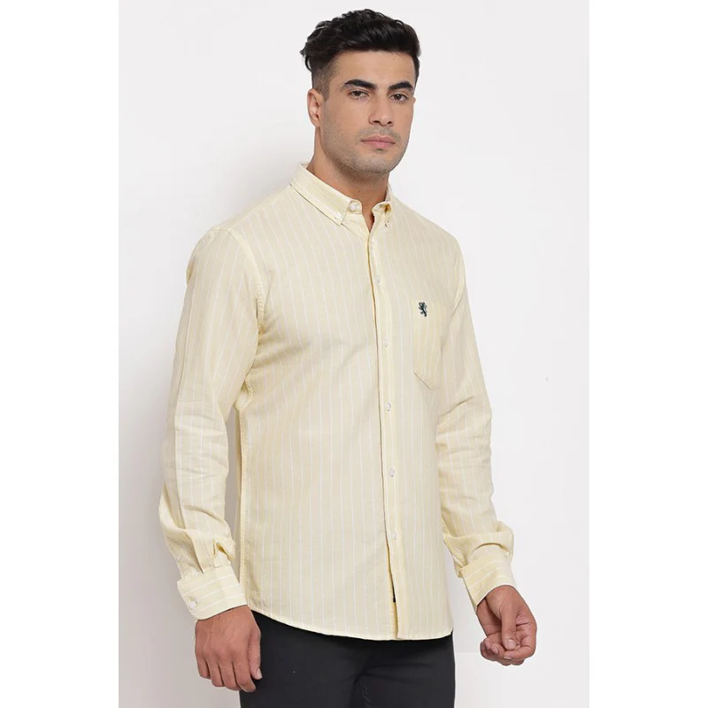 Men's Light Yellow Full Sleeves Casual Shirt - Image 3