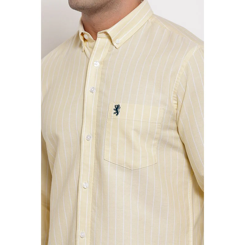 Men's Light Yellow Full Sleeves Casual Shirt - Image 5
