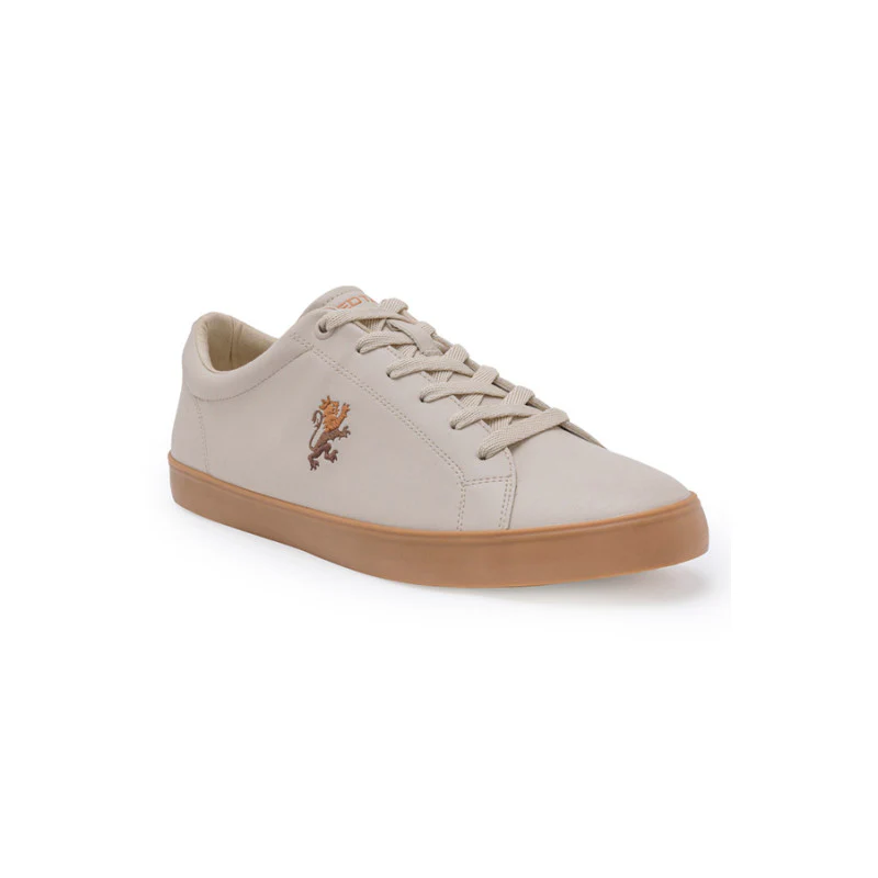 Men's Low-Top Casual Sneakers- Lace-Up Beige Sneakers - Image 2