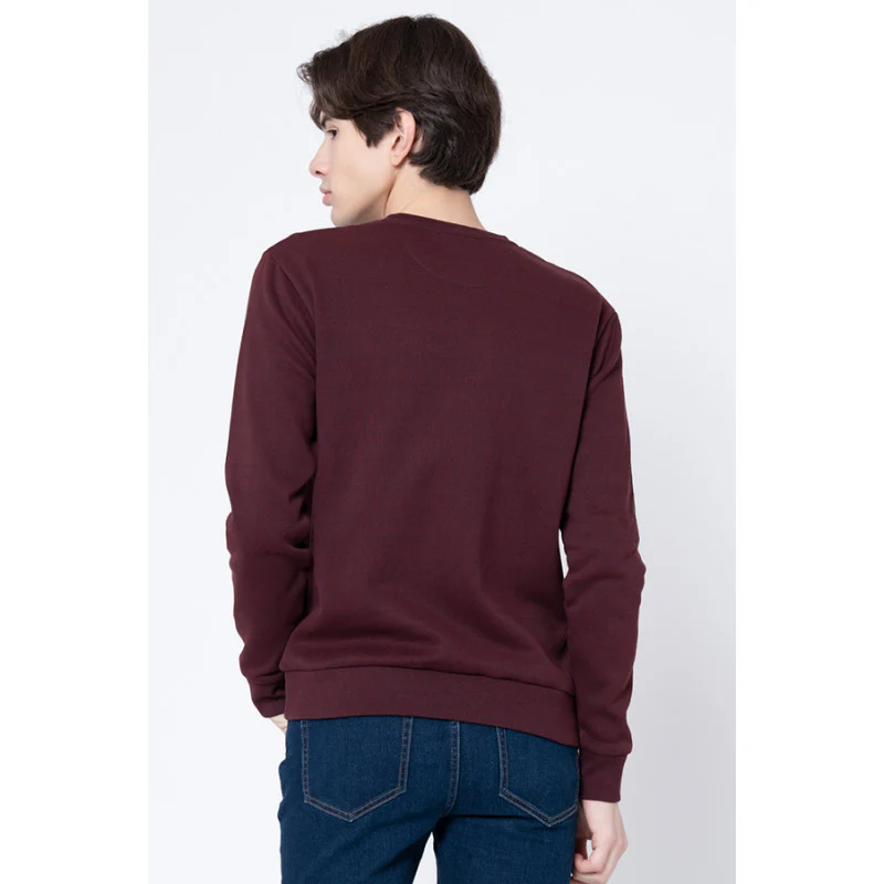 Men's Maroon Melange Printed Sweatshirt - Image 3