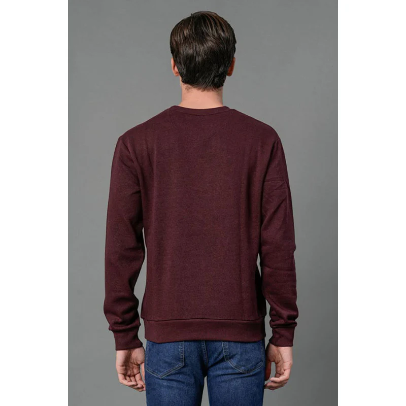 Men's Maroon Melange Solid Sweatshirt - Image 3