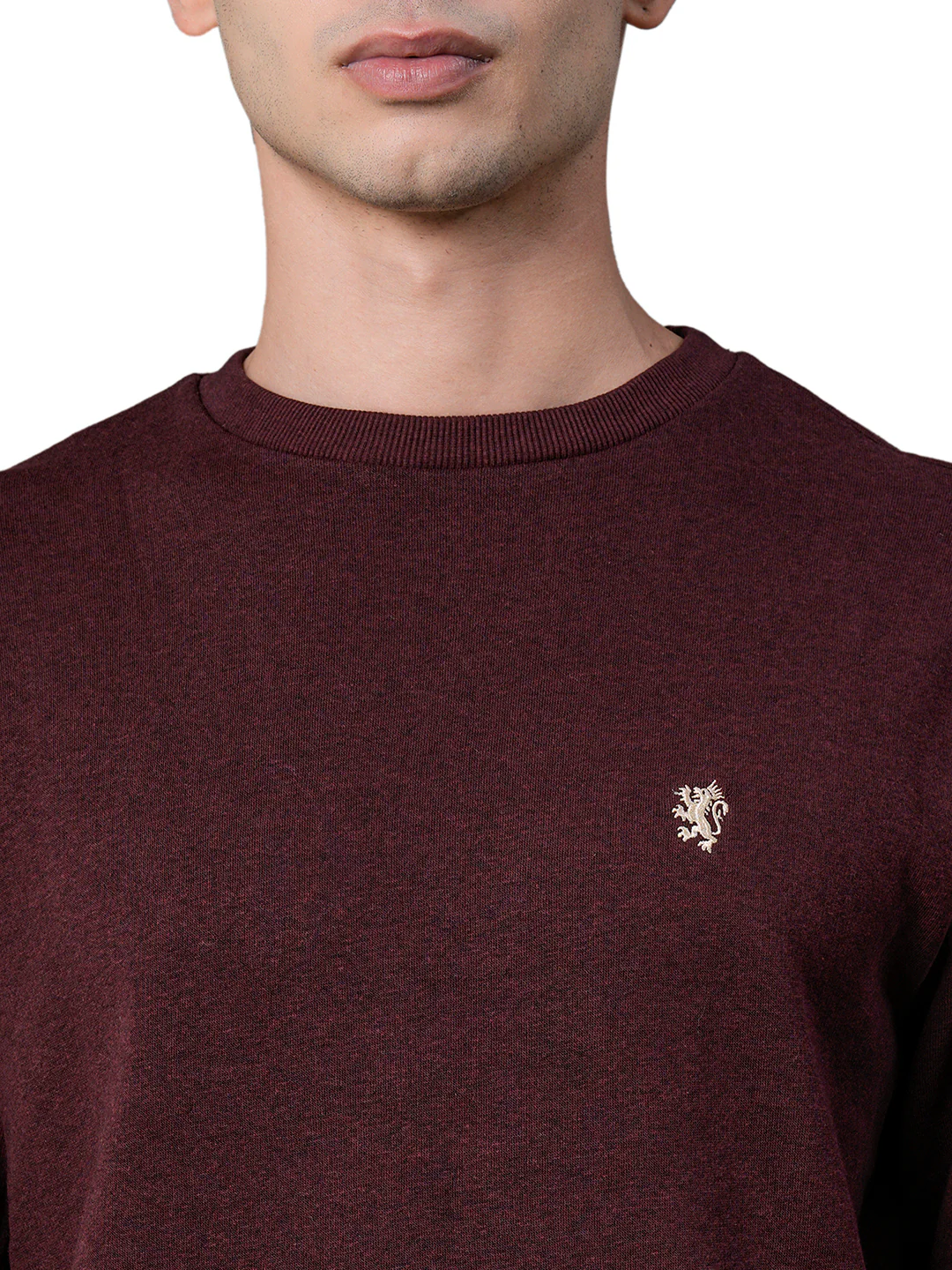 Men's Maroon Melange Solid Sweatshirt - Image 4