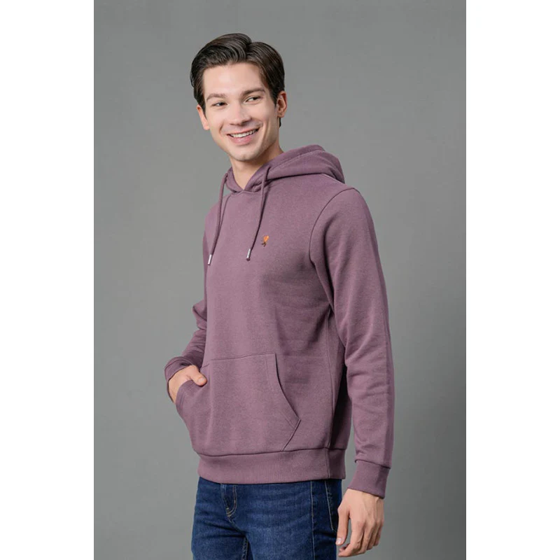 Men's Mauve Solid Hoodie - Image 2