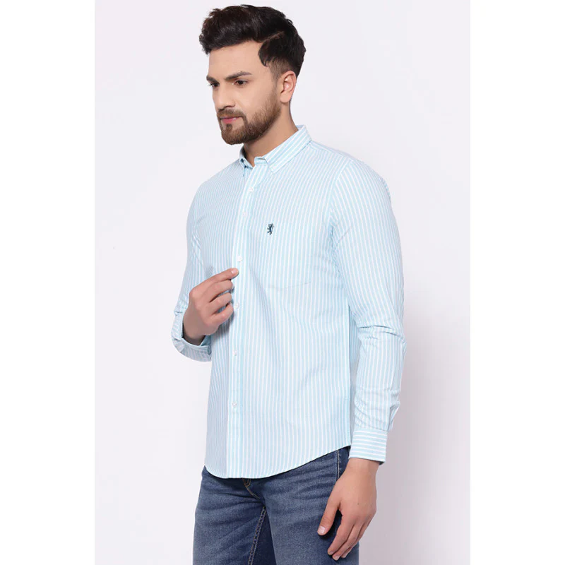 Men's Mint Green Full Sleeves Casual Shirt - Image 2
