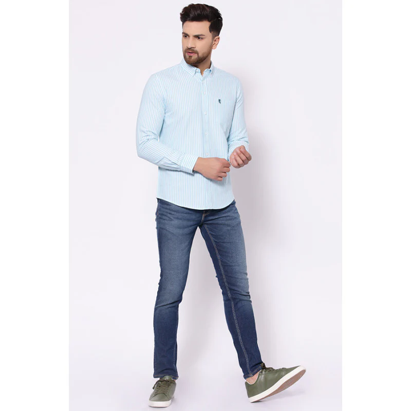 Men's Mint Green Full Sleeves Casual Shirt - Image 4