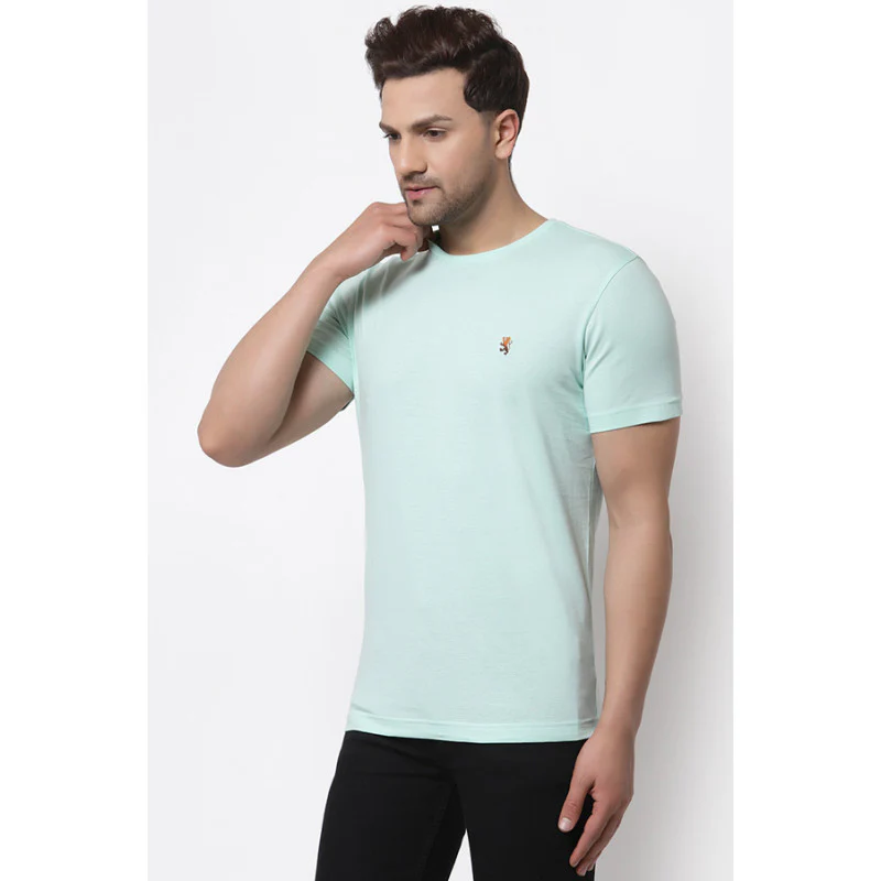 Men Mint Green Solid T-Shirt - Image 2