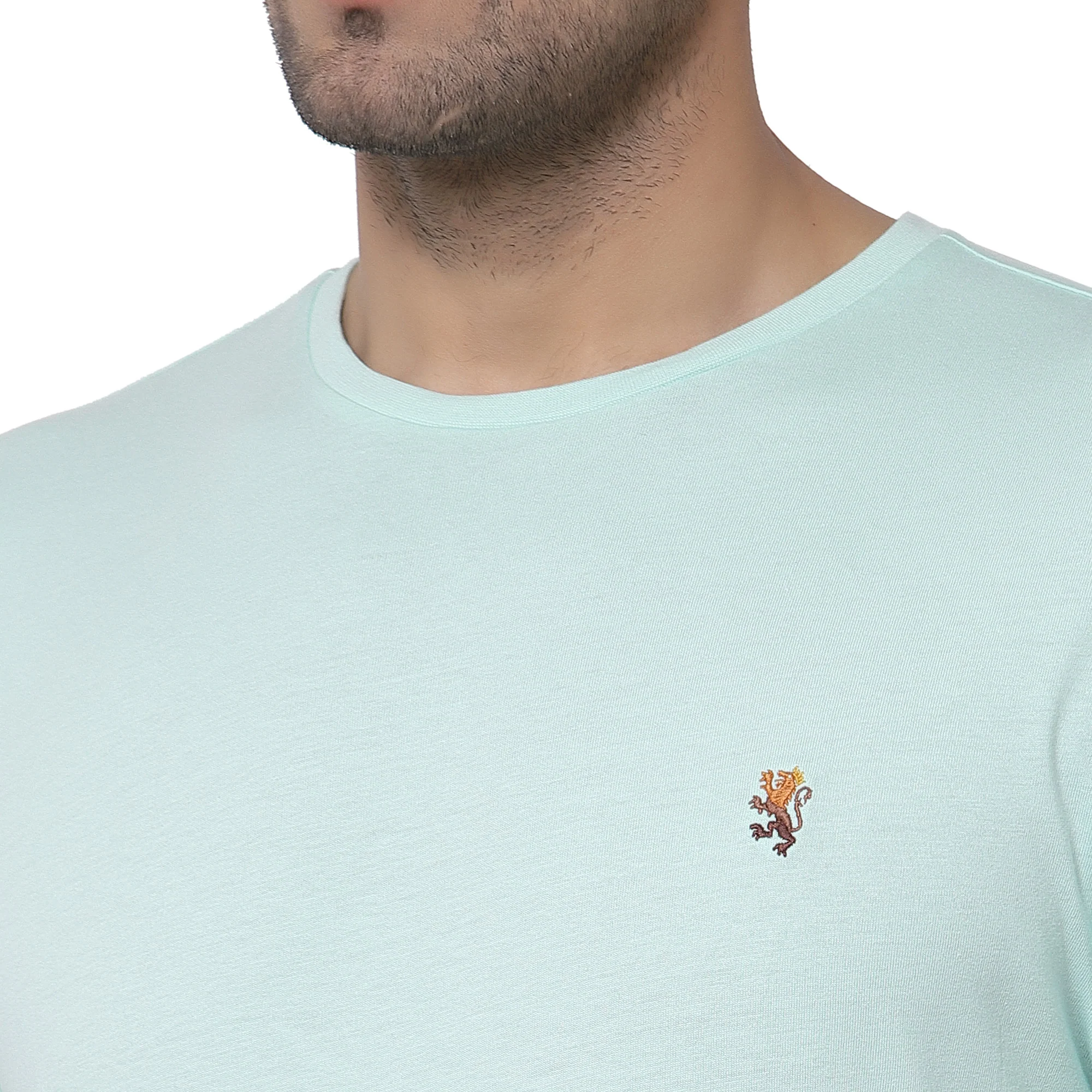 Men Mint Green Solid T-Shirt - Image 3