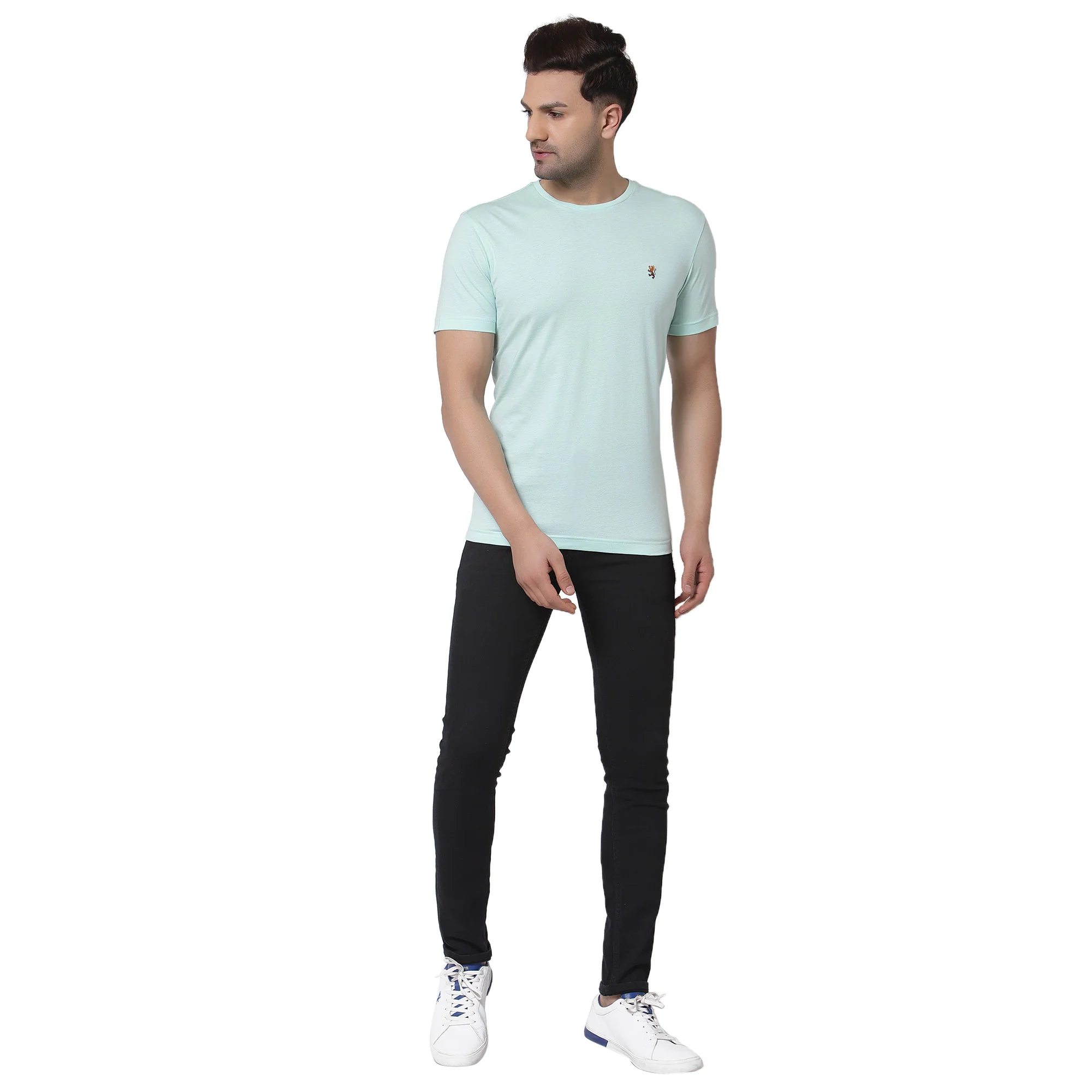 Men Mint Green Solid T-Shirt - Image 5