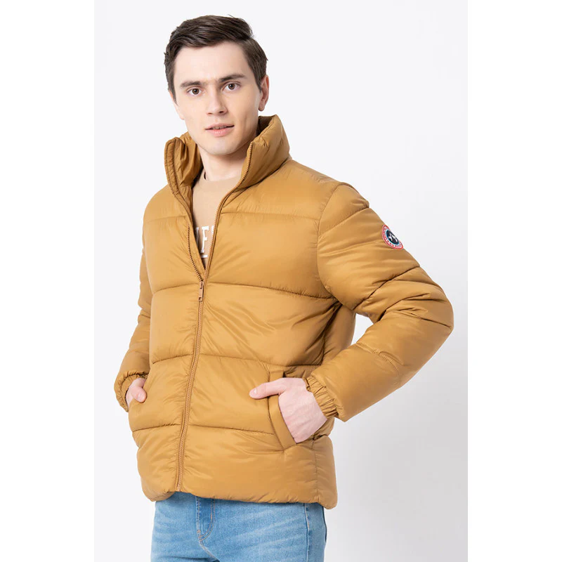 Men's Mustard Solid Jacket - Image 2