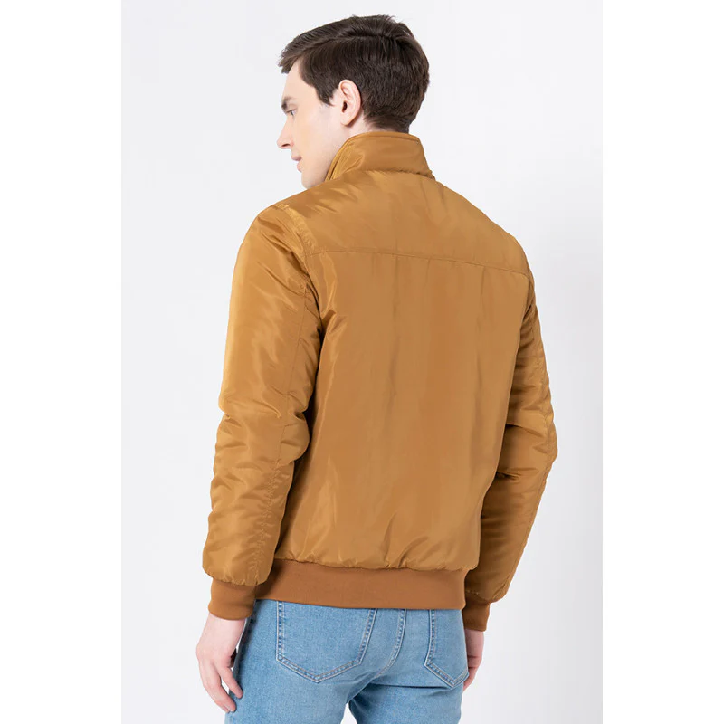 Men's Mustard Solid Jacket - Image 3