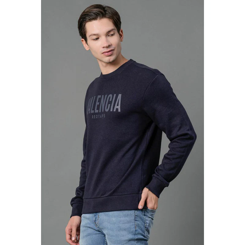 Men's Navy Blue Graphic Print Sweatshirt - Image 2
